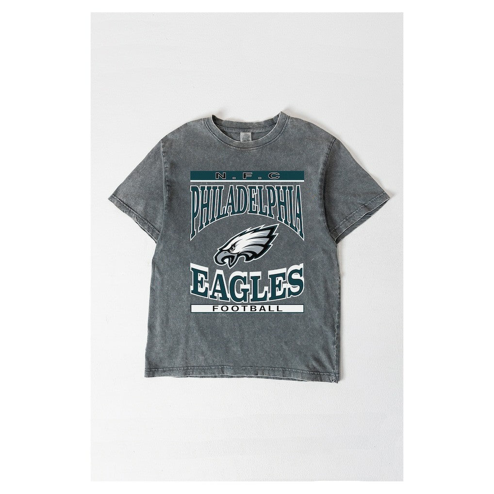 Philadelphia Eagles Gameday Couture Women's Oversized Classic Grind Washed T-Shirt - Gray T-shirts