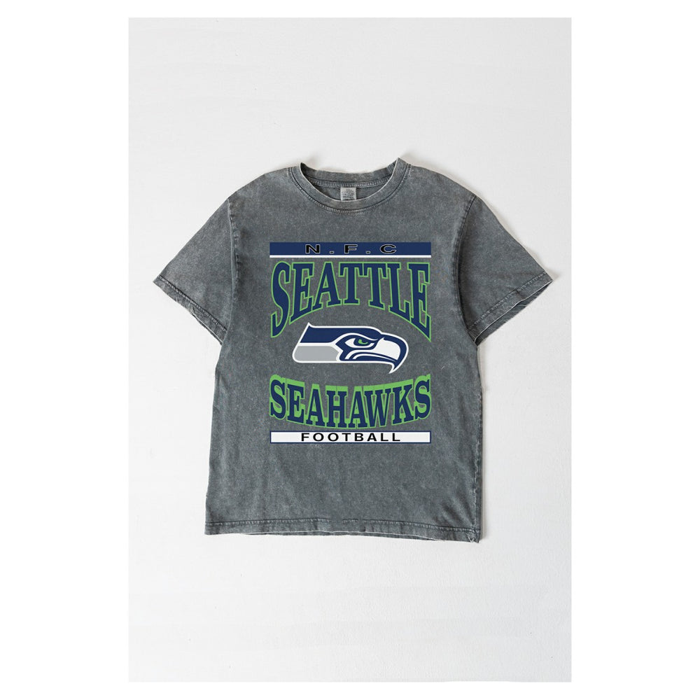 Seattle Seahawks Gameday Couture Women's Oversized Classic Grind Washed T-Shirt - Gray T-shirts