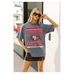 San Francisco 49ers Gameday Couture Women's Oversized Classic Grind Washed T-Shirt - Gray T-shirts