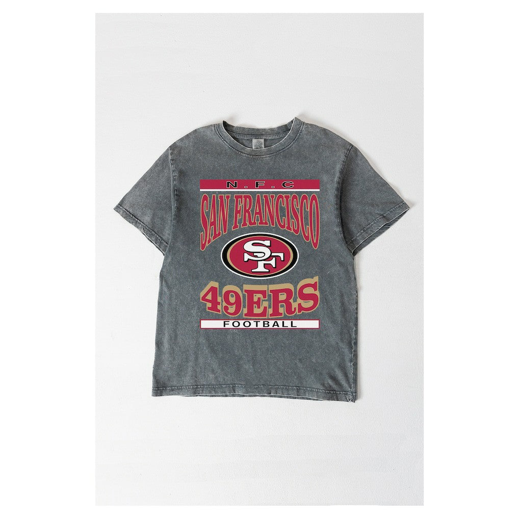 San Francisco 49ers Gameday Couture Women's Oversized Classic Grind Washed T-Shirt - Gray T-shirts
