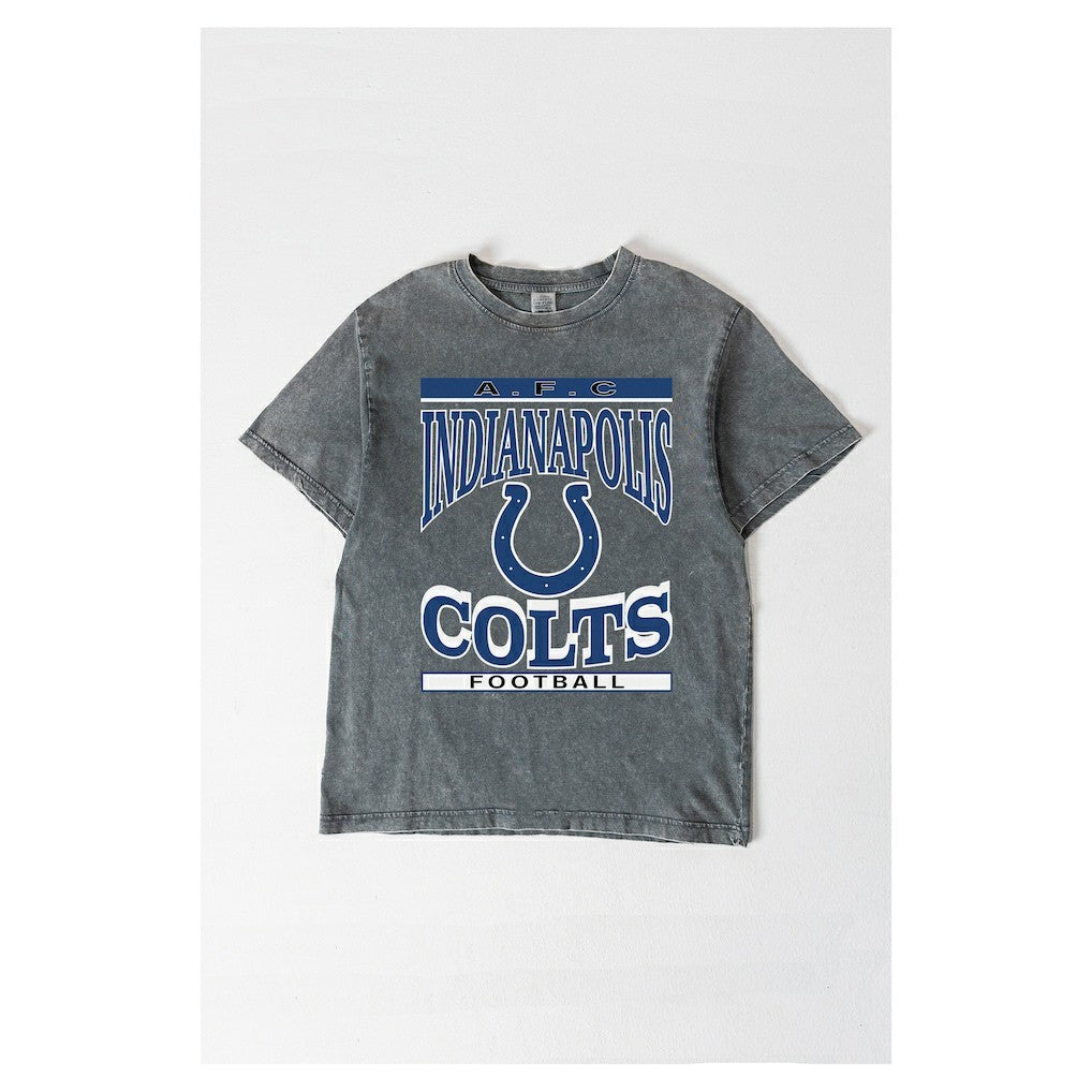 Indianapolis Colts Gameday Couture Women's Oversized Classic Grind Washed T-Shirt - Gray T-shirts