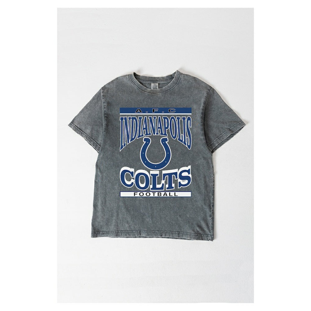 Indianapolis Colts Gameday Couture Women's Oversized Classic Grind Washed T-Shirt - Gray T-shirts