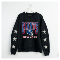 New York Giants Gameday Couture Women's Pure Victory Rhinestud Star-Sleeve Pullover Sweatshirt - Black Pullover