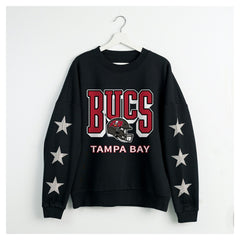 Tampa Bay Buccaneers Gameday Couture Women's Pure Victory Rhinestud Star-Sleeve Pullover Sweatshirt - Black Pullover
