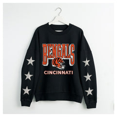 Cincinnati Bengals Gameday Couture Women's Pure Victory Rhinestud Star-Sleeve Pullover Sweatshirt - Black Pullover