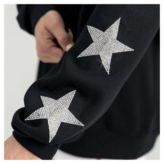 Detroit Lions Gameday Couture Women's Pure Victory Rhinestud Star-Sleeve Pullover Sweatshirt - Black Pullover
