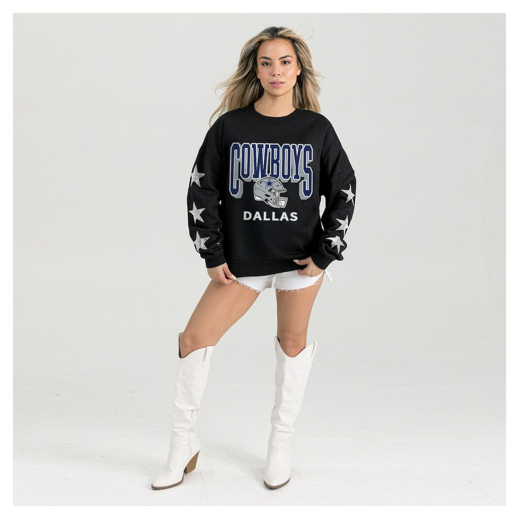 Dallas Cowboys Gameday Couture Women's Pure Victory Rhinestud Star-Sleeve Pullover Sweatshirt - Black Pullover