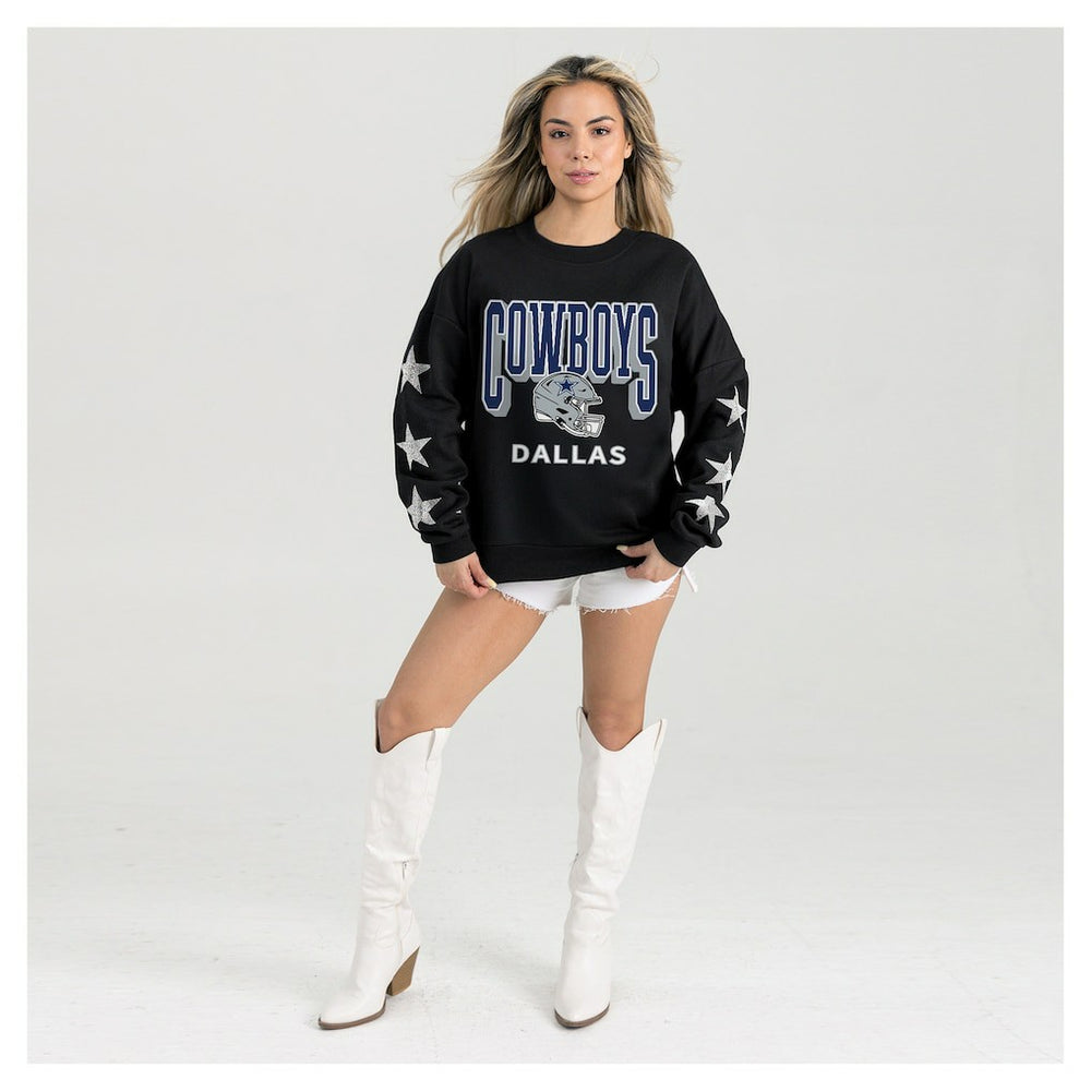 Dallas Cowboys Gameday Couture Women's Pure Victory Rhinestud Star-Sleeve Pullover Sweatshirt - Black Pullover