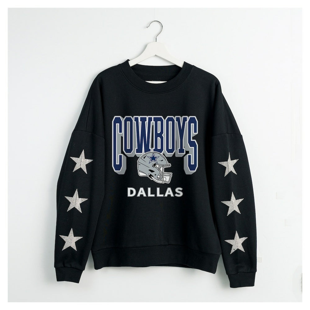 Dallas Cowboys Gameday Couture Women's Pure Victory Rhinestud Star-Sleeve Pullover Sweatshirt - Black Pullover