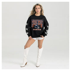Denver Broncos Gameday Couture Women's Pure Victory Rhinestud Star-Sleeve Pullover Sweatshirt - Black Pullover