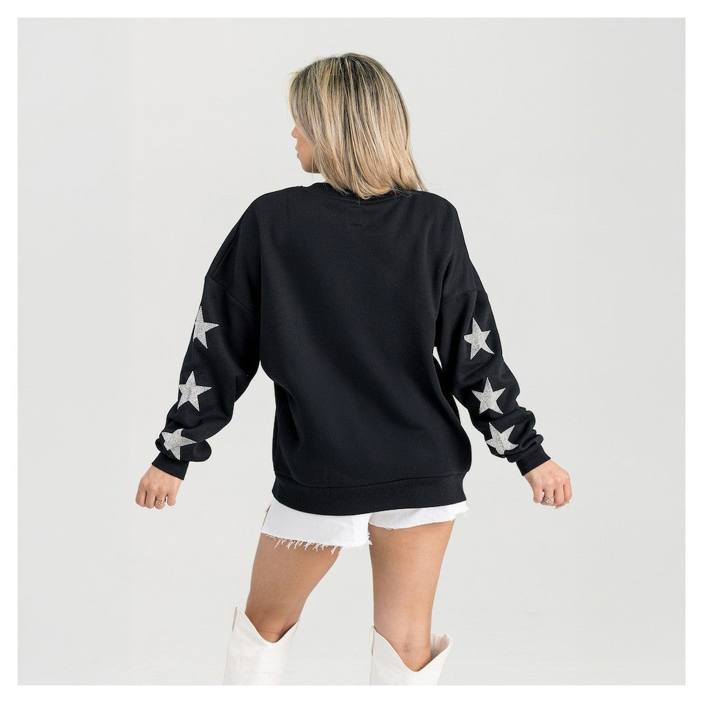Denver Broncos Gameday Couture Women's Pure Victory Rhinestud Star-Sleeve Pullover Sweatshirt - Black Pullover