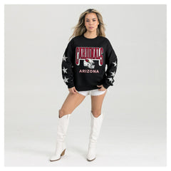 Arizona Cardinals Gameday Couture Women's Pure Victory Rhinestud Star-Sleeve Pullover Sweatshirt - Black Pullover