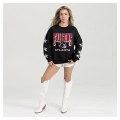 Atlanta Falcons Gameday Couture Women's Pure Victory Rhinestud Star-Sleeve Pullover Sweatshirt - Black Pullover