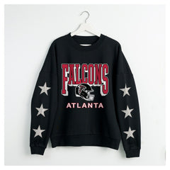 Atlanta Falcons Gameday Couture Women's Pure Victory Rhinestud Star-Sleeve Pullover Sweatshirt - Black Pullover