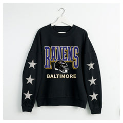 Baltimore Ravens Gameday Couture Women's Pure Victory Rhinestud Star-Sleeve Pullover Sweatshirt - Black Pullover