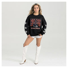 Chicago Bears Gameday Couture Women's Pure Victory Rhinestud Star-Sleeve Pullover Sweatshirt - Black Pullover