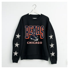 Chicago Bears Gameday Couture Women's Pure Victory Rhinestud Star-Sleeve Pullover Sweatshirt - Black Pullover