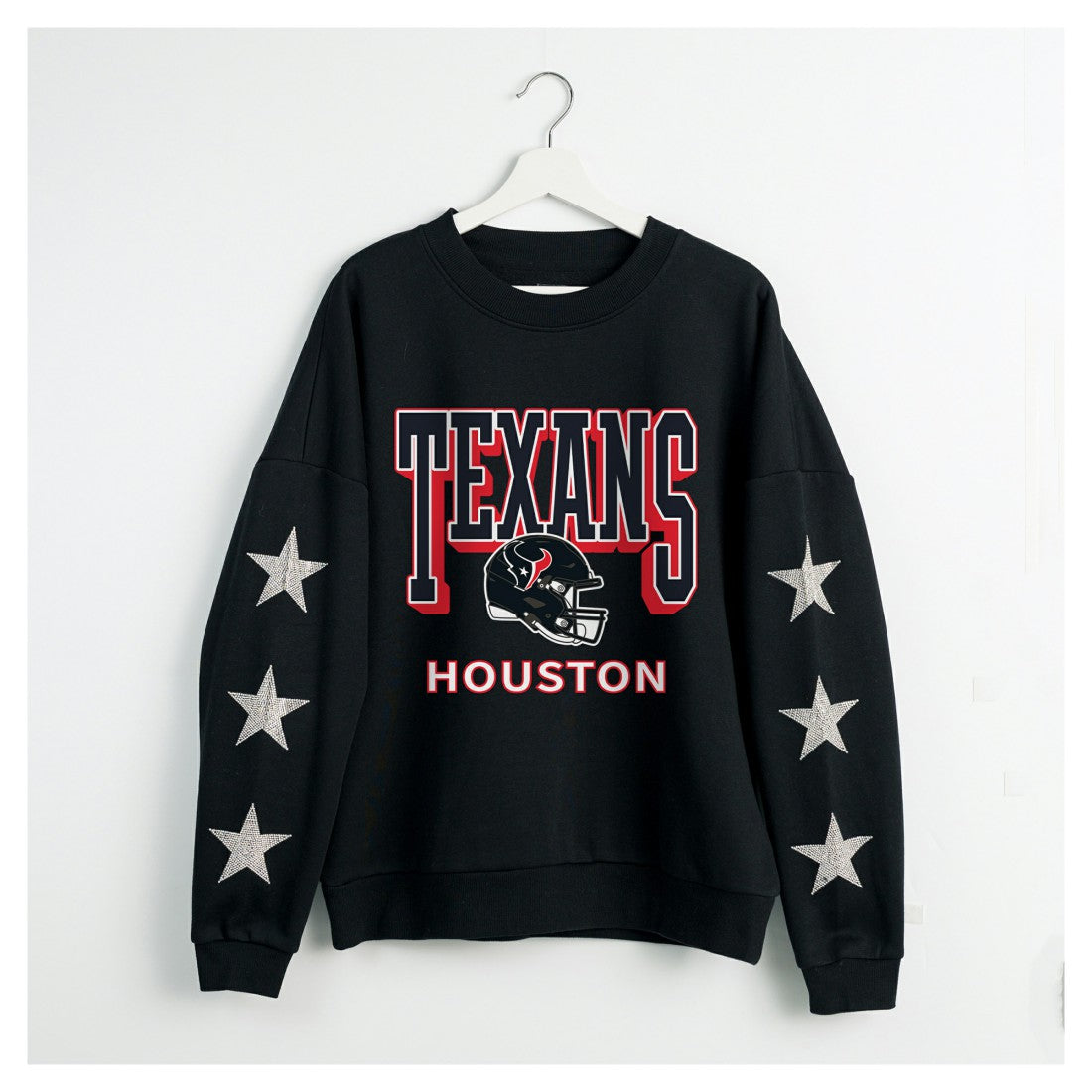 Houston Texans Gameday Couture Women's Pure Victory Rhinestud Star-Sleeve Pullover Sweatshirt - Black Pullover