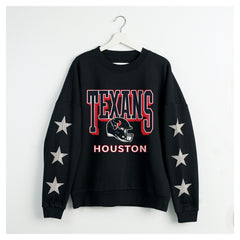 Houston Texans Gameday Couture Women's Pure Victory Rhinestud Star-Sleeve Pullover Sweatshirt - Black Pullover