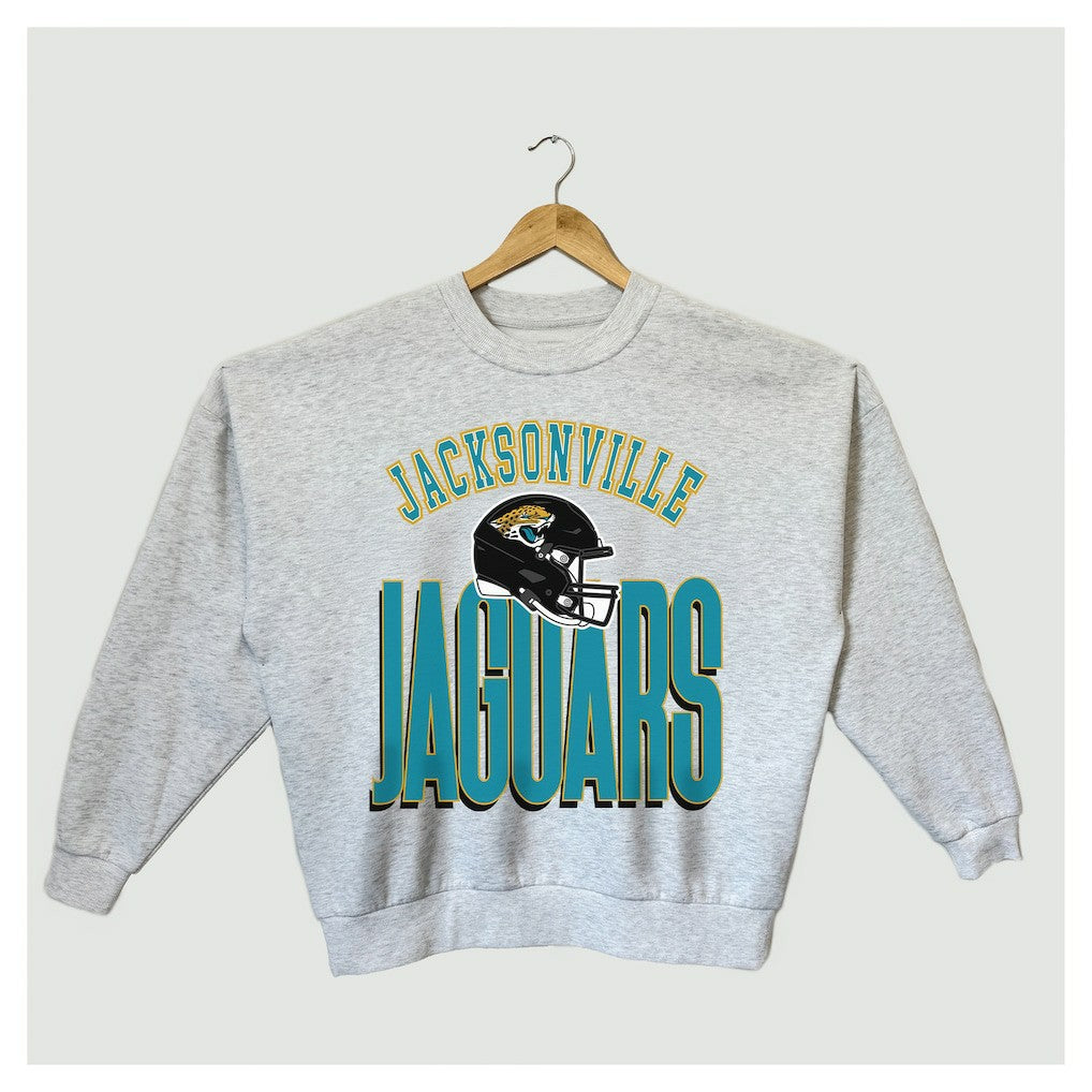Jacksonville Jaguars Gameday Couture Women's Fierce Focus Premium Oversized Fleece Pullover Sweatshirt - Ash Pullover