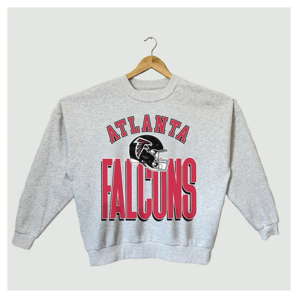 Atlanta Falcons Gameday Couture Women's Fierce Focus Premium Oversized Fleece Pullover Sweatshirt - Ash Pullover