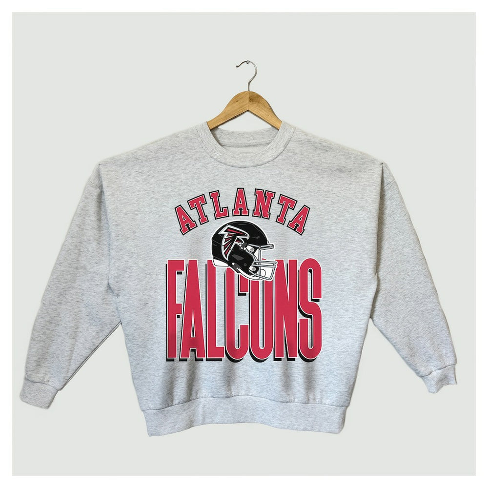 Atlanta Falcons Gameday Couture Women's Fierce Focus Premium Oversized Fleece Pullover Sweatshirt - Ash Pullover
