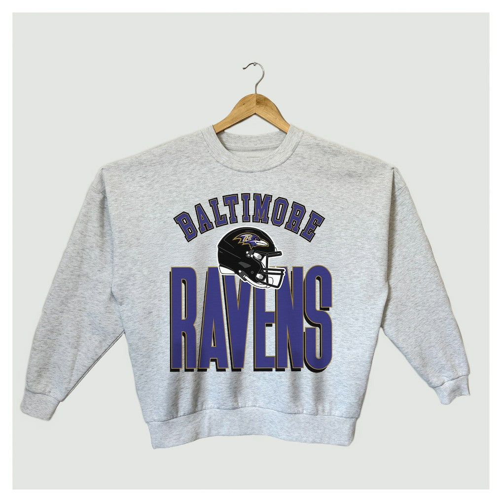 Baltimore Ravens Gameday Couture Women's Fierce Focus Premium Oversized Fleece Pullover Sweatshirt - Ash Pullover