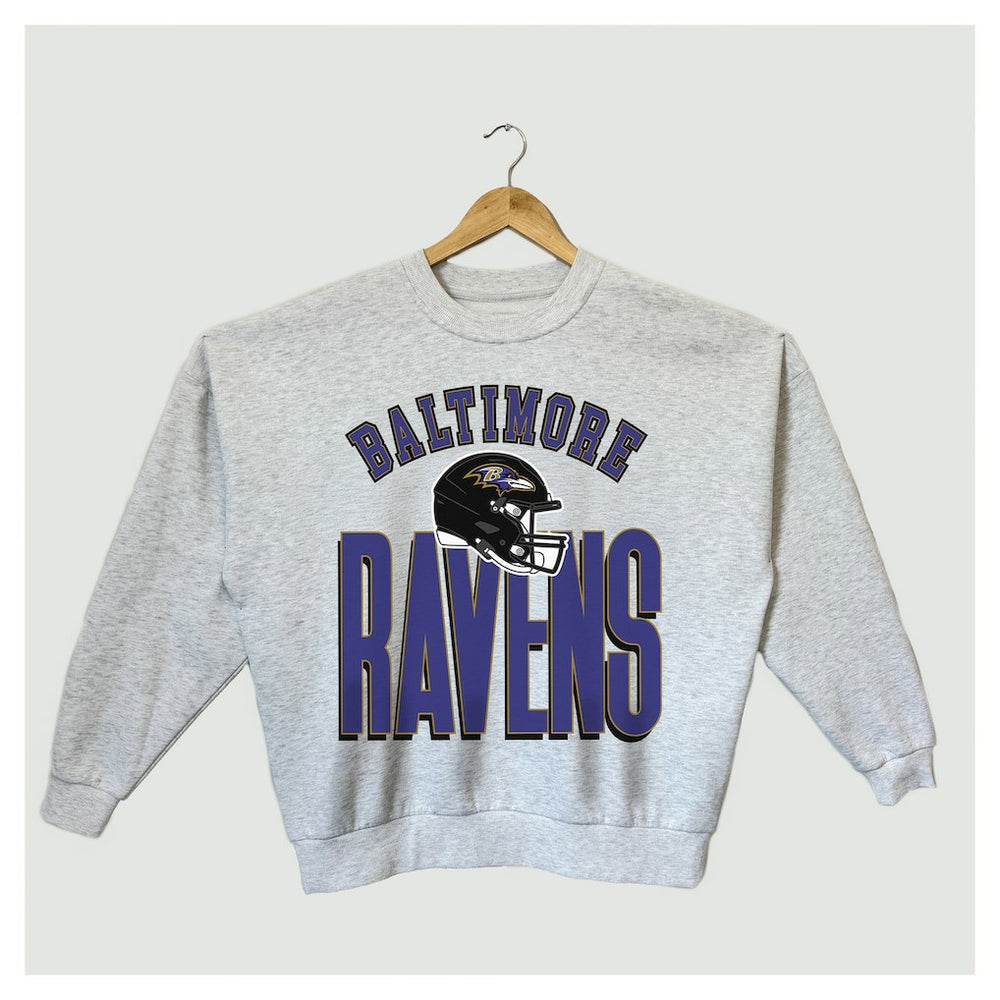 Baltimore Ravens Gameday Couture Women's Fierce Focus Premium Oversized Fleece Pullover Sweatshirt - Ash Pullover