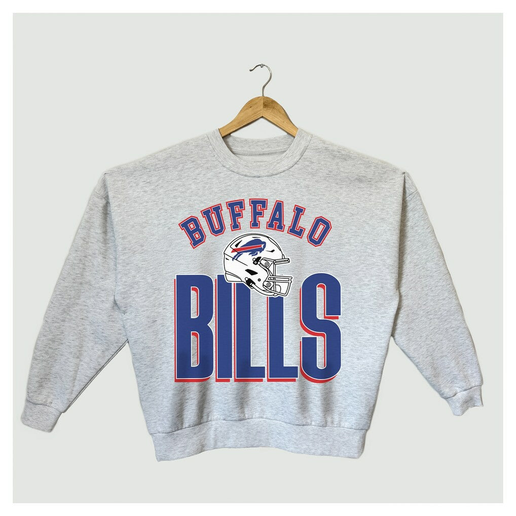 Buffalo Bills Gameday Couture Women's Fierce Focus Premium Oversized Fleece Pullover Sweatshirt - Ash Pullover