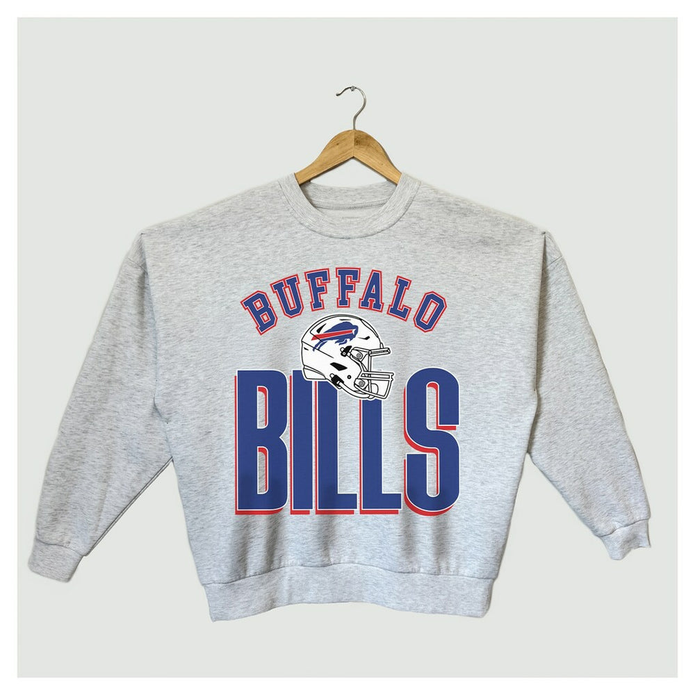 Buffalo Bills Gameday Couture Women's Fierce Focus Premium Oversized Fleece Pullover Sweatshirt - Ash Pullover