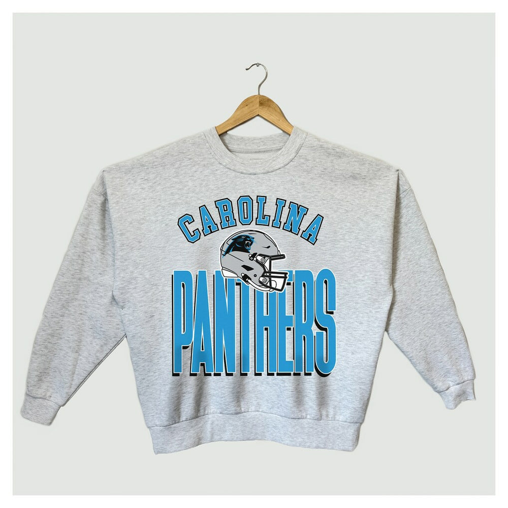 Carolina Panthers Gameday Couture Women's Fierce Focus Premium Oversized Fleece Pullover Sweatshirt - Ash Pullover
