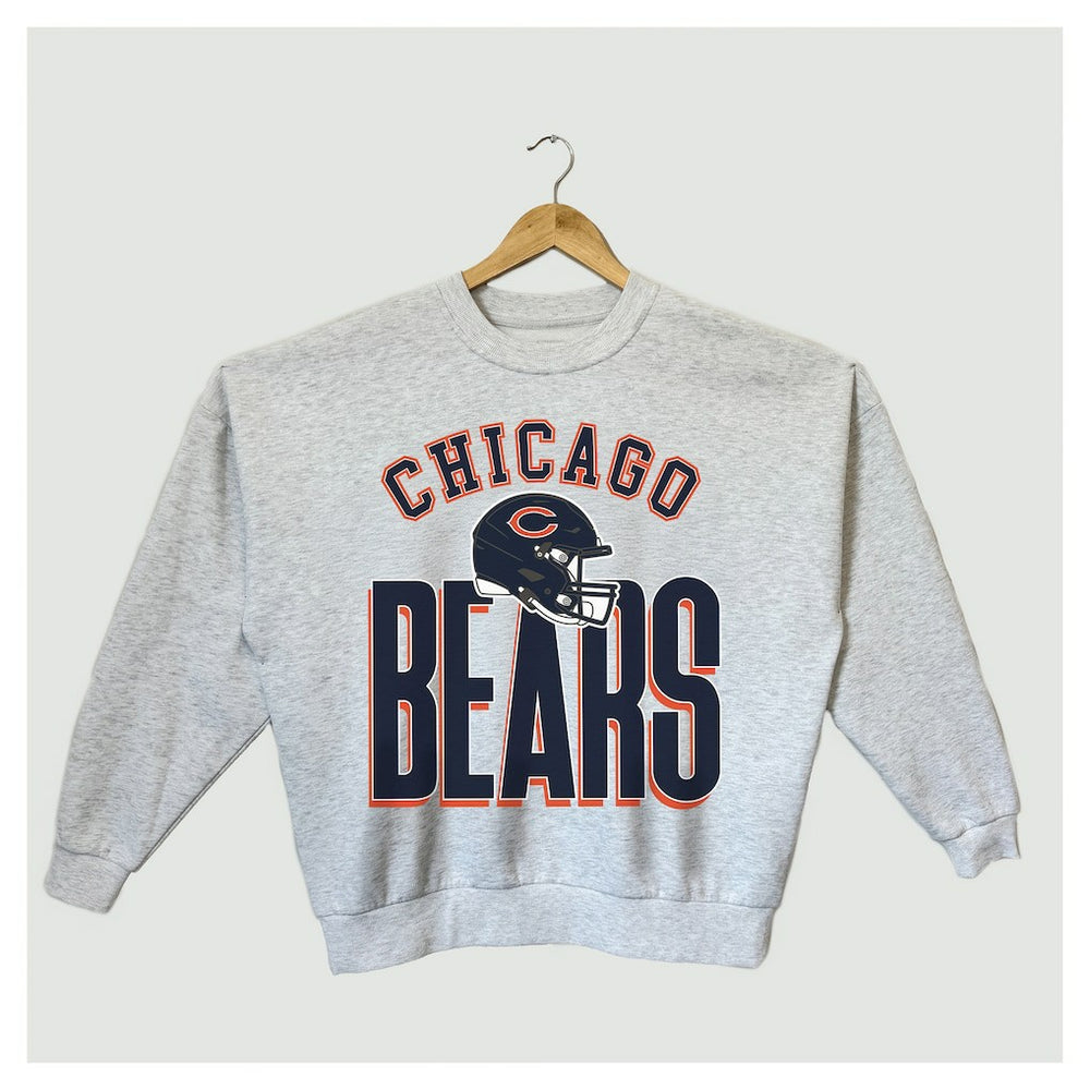 Chicago Bears Gameday Couture Women's Fierce Focus Premium Oversized Fleece Pullover Sweatshirt - Ash Pullover