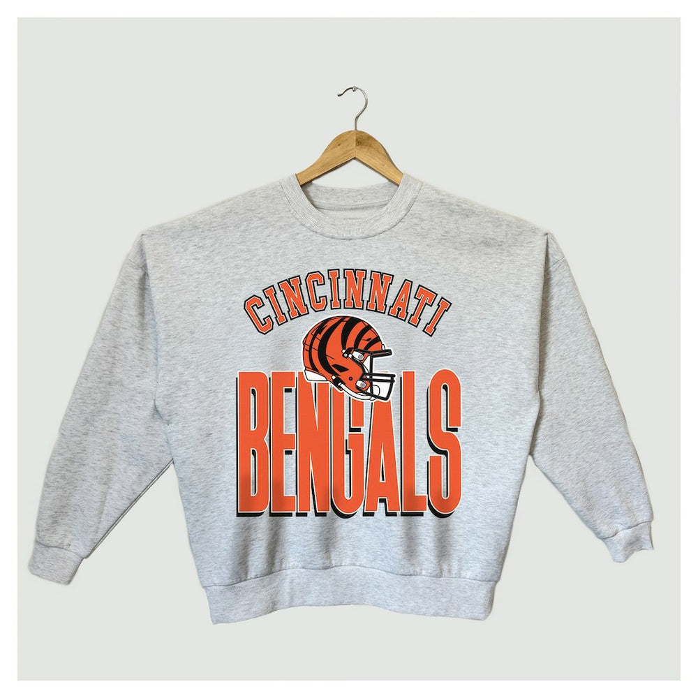 Cincinnati Bengals Gameday Couture Women's Fierce Focus Premium Oversized Fleece Pullover Sweatshirt - Ash Pullover