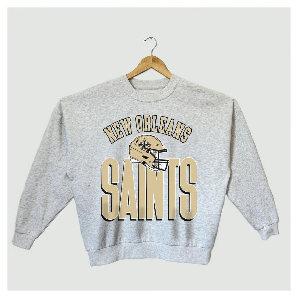 New Orleans Saints Gameday Couture Women's Fierce Focus Premium Oversized Fleece Pullover Sweatshirt - Ash Pullover