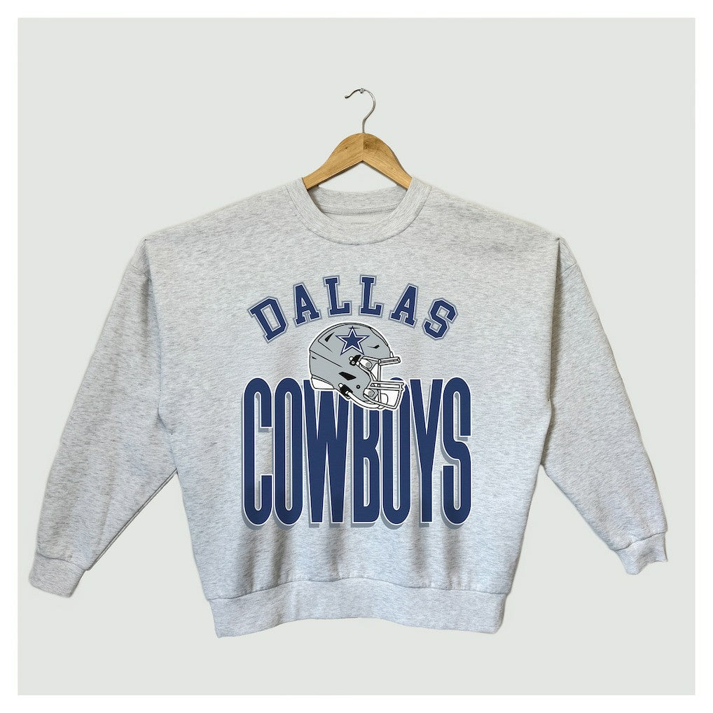 Dallas Cowboys Gameday Couture Women's Fierce Focus Premium Oversized Fleece Pullover Sweatshirt - Ash Pullover