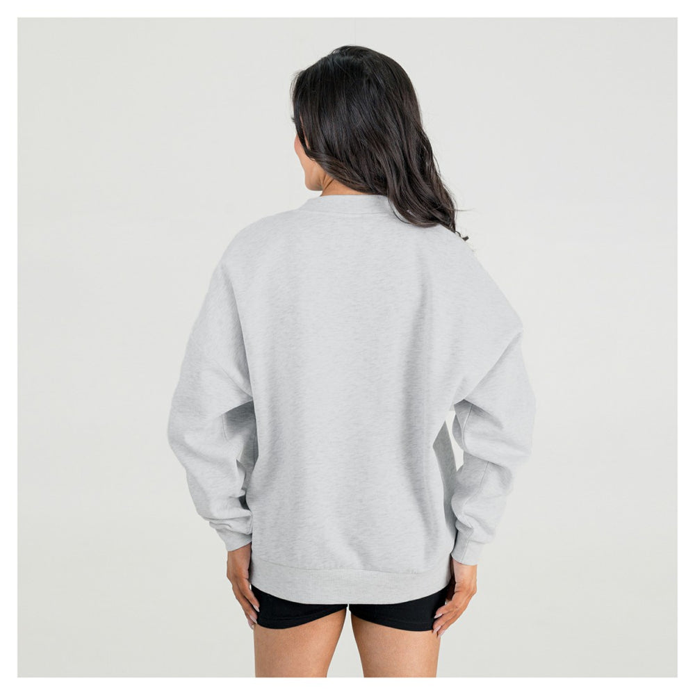 Detroit Lions Gameday Couture Women's Fierce Focus Premium Oversized Fleece Pullover Sweatshirt - Ash Pullover