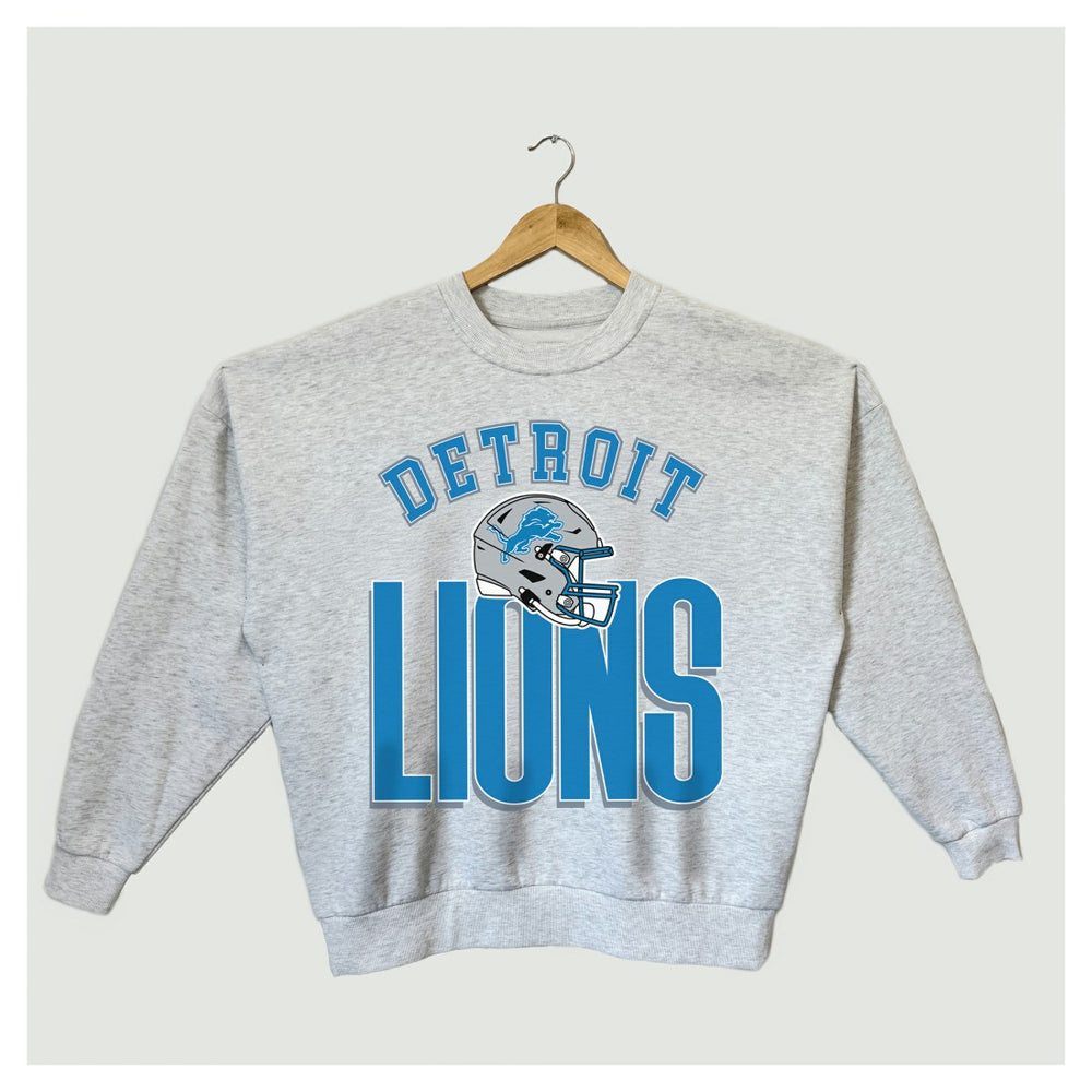 Detroit Lions Gameday Couture Women's Fierce Focus Premium Oversized Fleece Pullover Sweatshirt - Ash Pullover