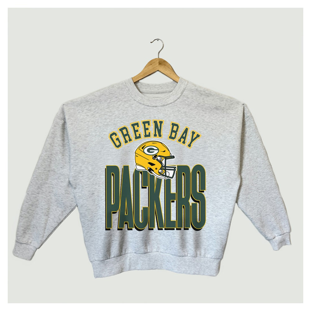 Green Bay Packers Gameday Couture Women's Fierce Focus Premium Oversized Fleece Pullover Sweatshirt - Ash Pullover