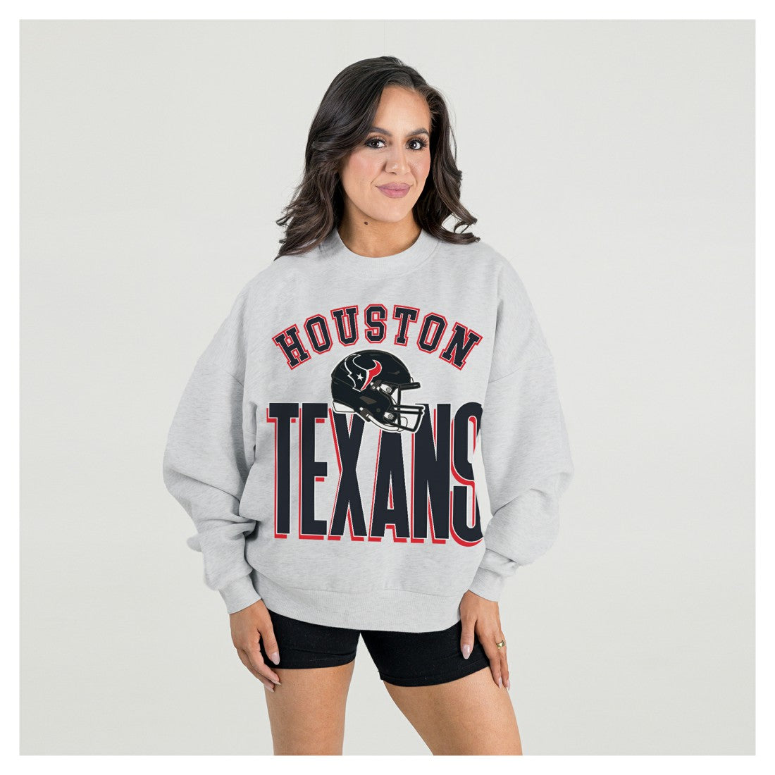 Houston Texans Gameday Couture Women's Fierce Focus Premium Oversized Fleece Pullover Sweatshirt - Ash Pullover