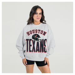 Houston Texans Gameday Couture Women's Fierce Focus Premium Oversized Fleece Pullover Sweatshirt - Ash Pullover