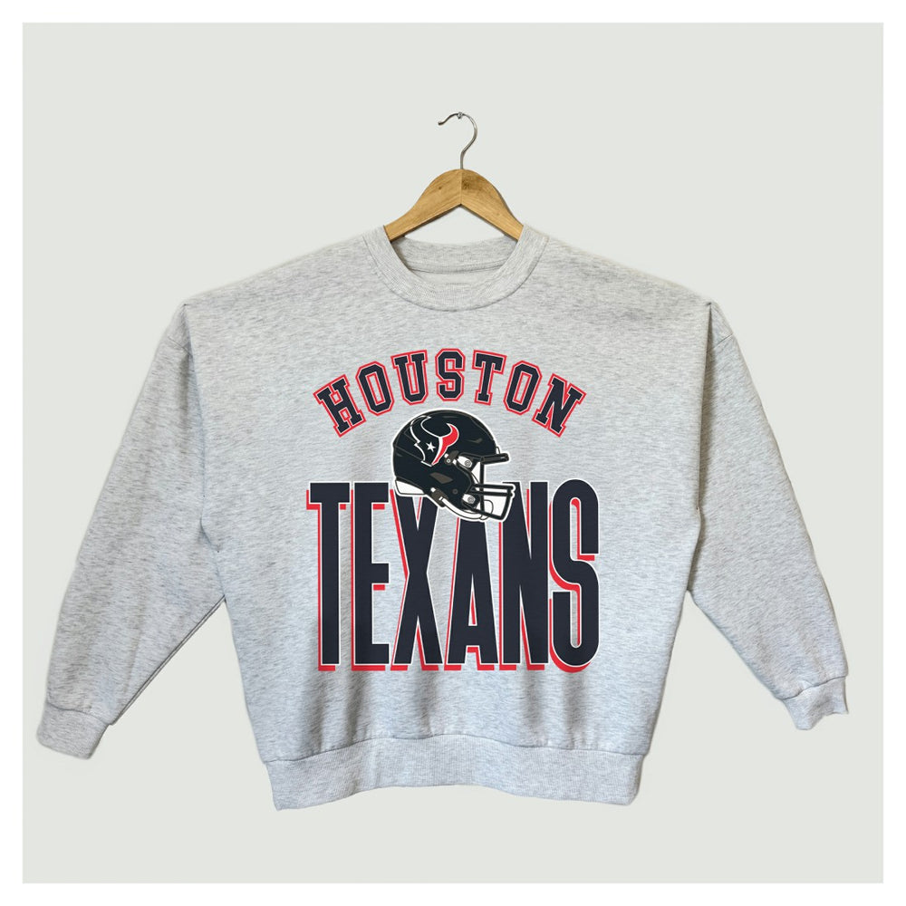 Houston Texans Gameday Couture Women's Fierce Focus Premium Oversized Fleece Pullover Sweatshirt - Ash Pullover