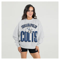 Indianapolis Colts Gameday Couture Women's Fierce Focus Premium Oversized Fleece Pullover Sweatshirt - Ash Pullover