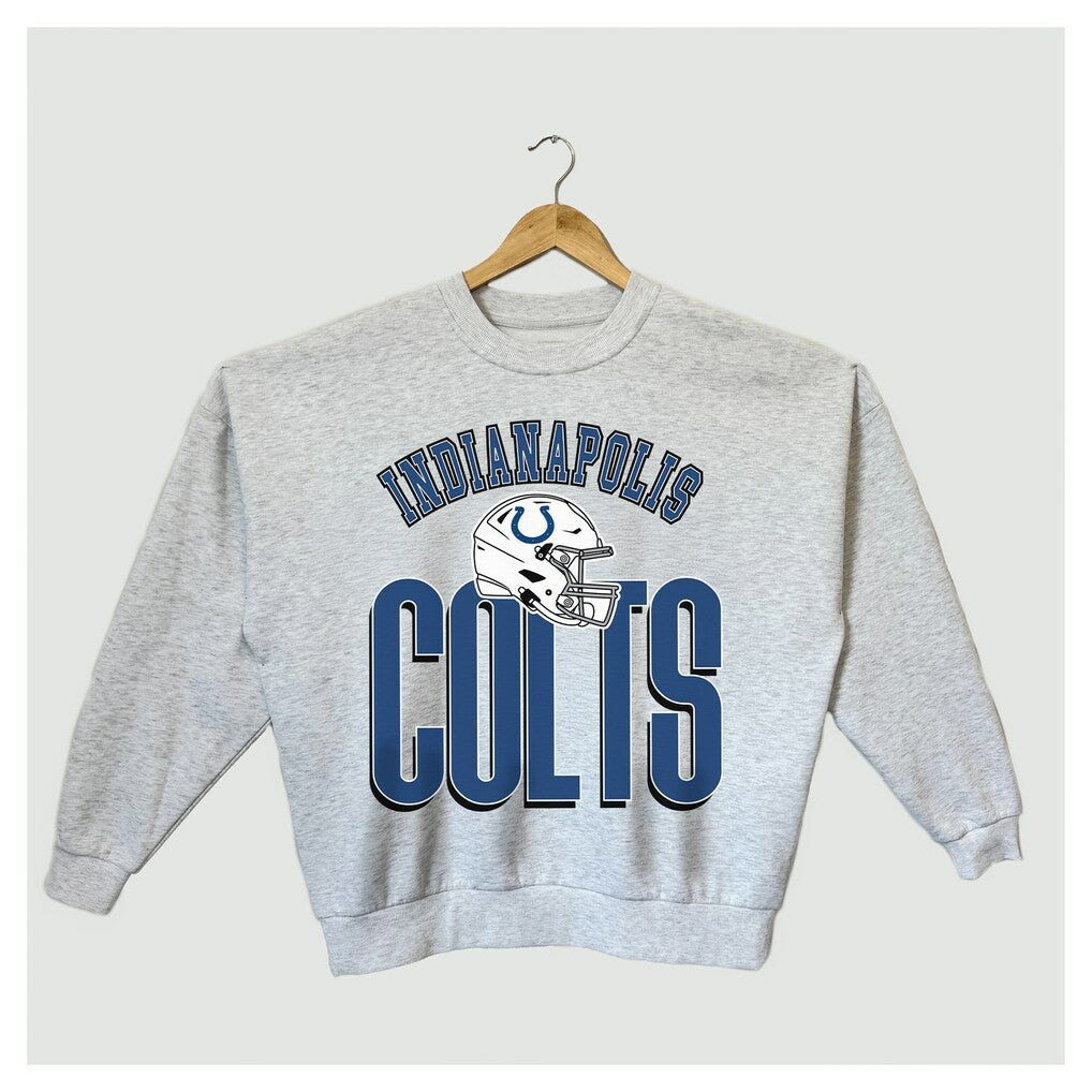 Indianapolis Colts Gameday Couture Women's Fierce Focus Premium Oversized Fleece Pullover Sweatshirt - Ash Pullover