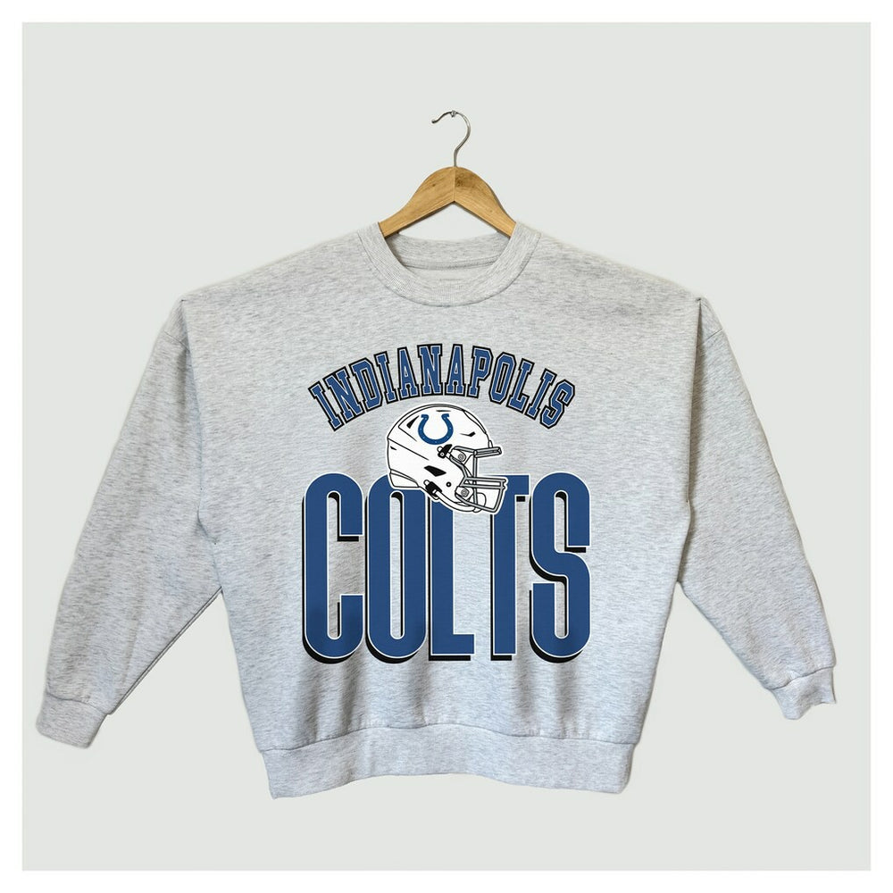 Indianapolis Colts Gameday Couture Women's Fierce Focus Premium Oversized Fleece Pullover Sweatshirt - Ash Pullover