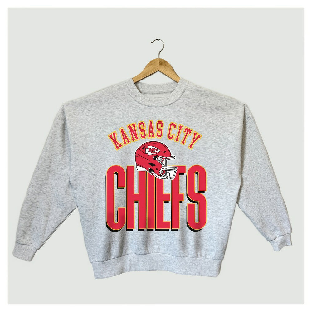 Kansas City Chiefs Gameday Couture Women's Fierce Focus Premium Oversized Fleece Pullover Sweatshirt - Ash Pullover