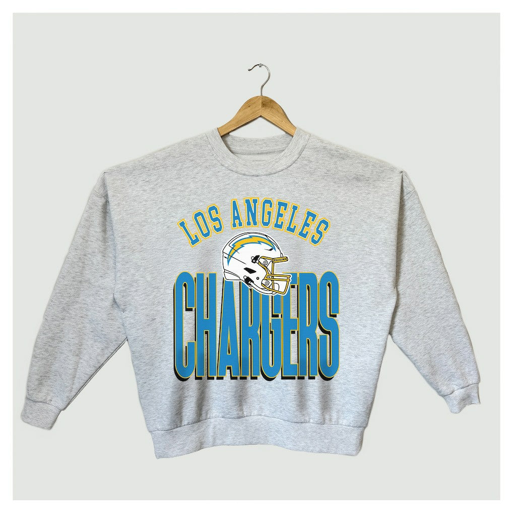 Los Angeles Chargers Gameday Couture Women's Fierce Focus Premium Oversized Fleece Pullover Sweatshirt - Ash Pullover