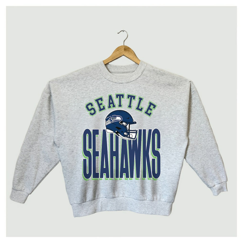 Seattle Seahawks Gameday Couture Women's Fierce Focus Premium Oversized Fleece Pullover Sweatshirt - Ash Pullover
