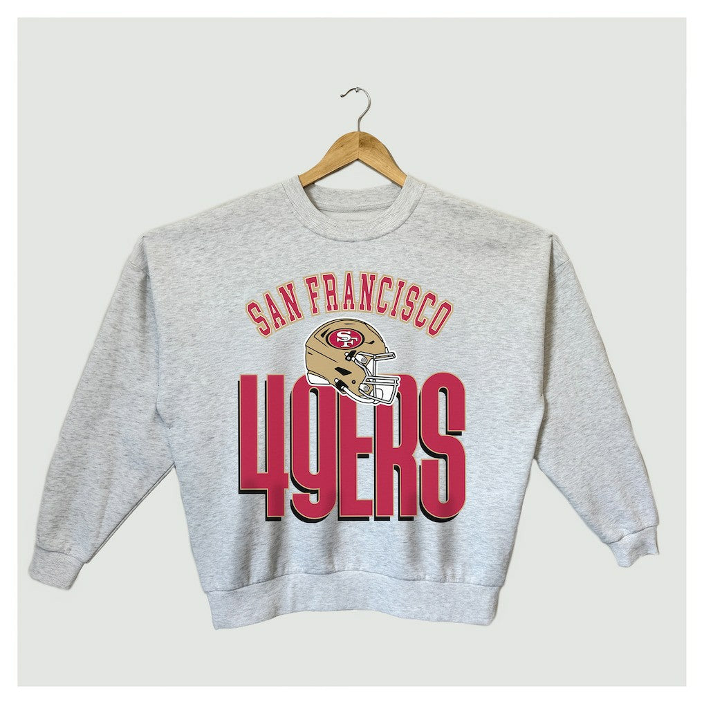 San Francisco 49ers Gameday Couture Women's Fierce Focus Premium Oversized Fleece Pullover Sweatshirt - Ash Pullover