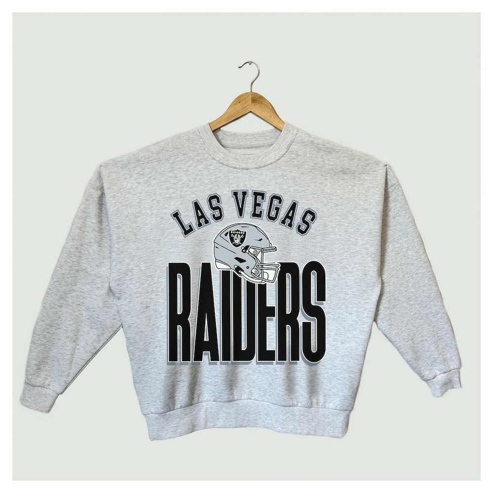 Las Vegas Raiders Gameday Couture Women's Fierce Focus Premium Oversized Fleece Pullover Sweatshirt - Ash Pullover