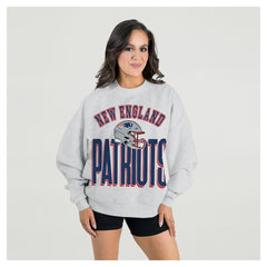 New England Patriots Gameday Couture Women's Fierce Focus Premium Oversized Fleece Pullover Sweatshirt - Ash Pullover